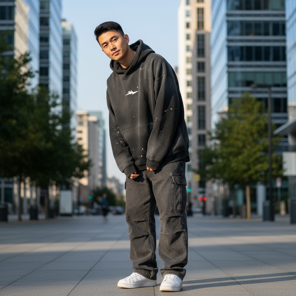 Vintage Washed Frayed Fleece Hoodie