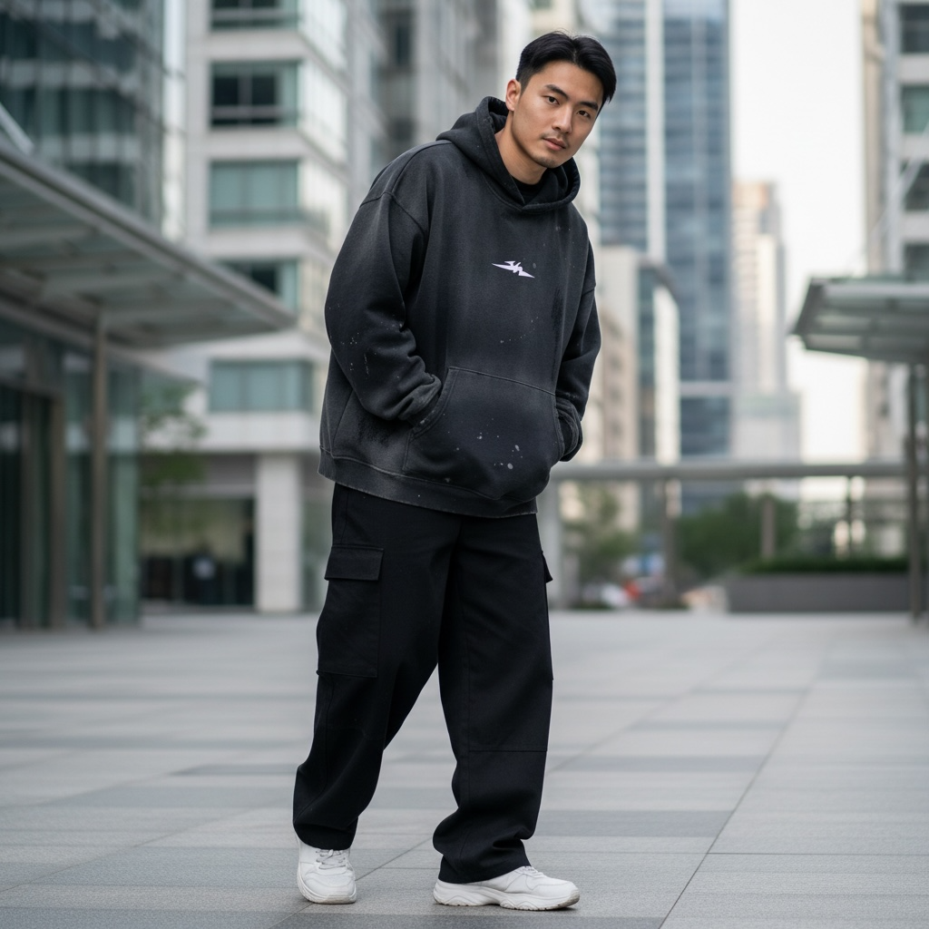 Vintage Washed Frayed Fleece Hoodie