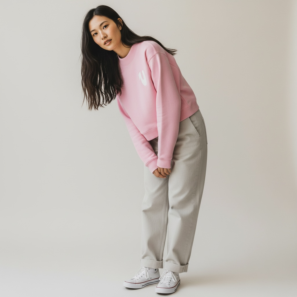 Essential Fleece Mock-Neck Crew Sweatshirt